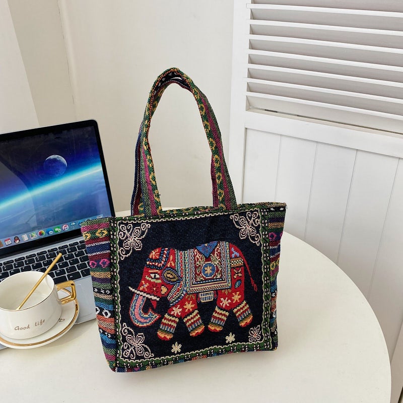 New Fashion Women'S Handbag Famous Ethnic Style Outgoing Handbag Large Capacity Mother Bag Lightweight Korean Style Small Cloth Bag - Image 1